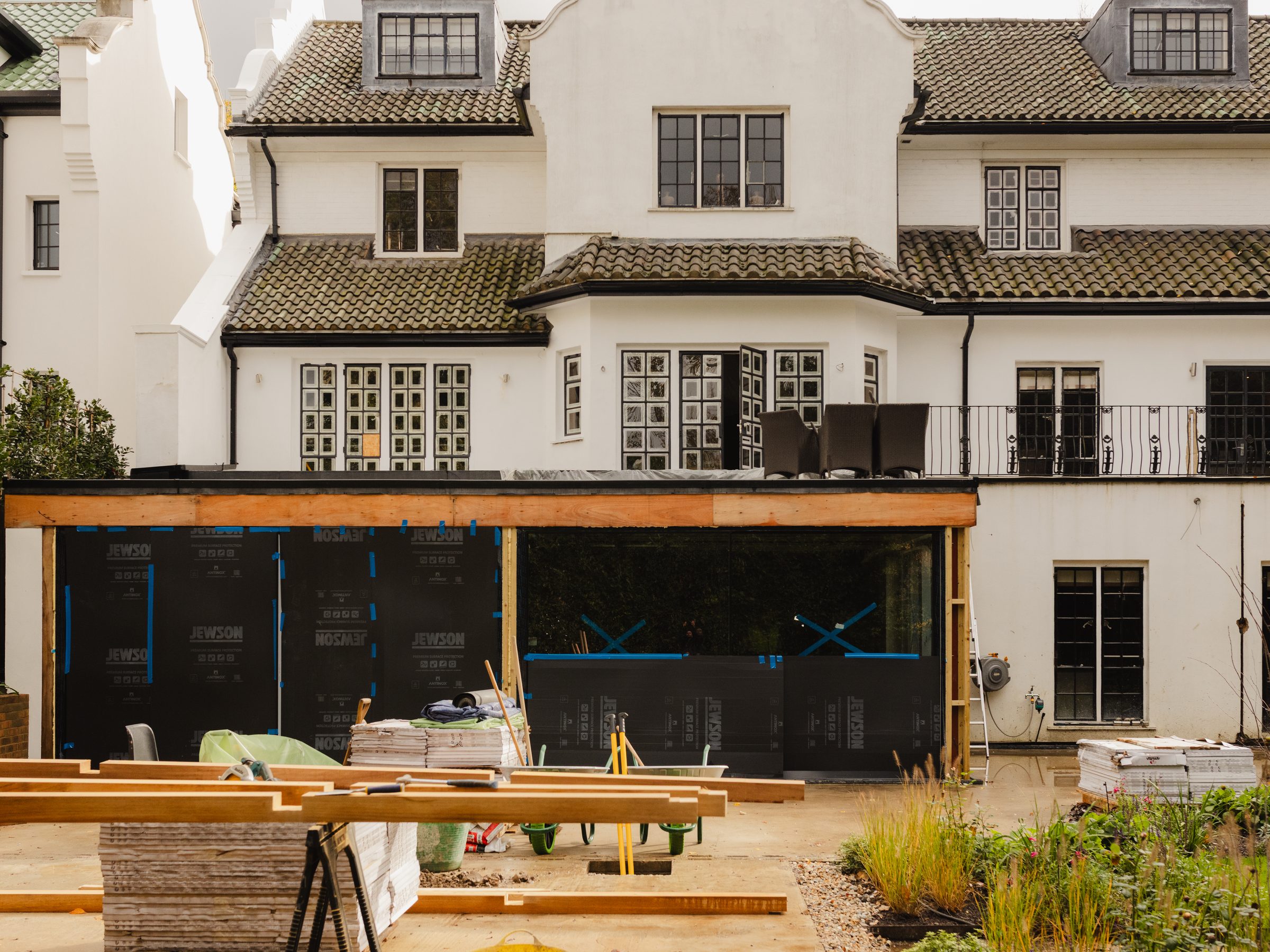 Rear of the house with the new extension under construction